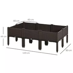 Outsunny Set of 6 26L Garden Raised Bed Elevated Patio Flower Plant Planter Box PP Vegetables Planting Container, Brown - 3