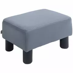 HOMCOM Microfiber Cloth Footstool, Small Foot Rest, Rectangle Sofa Stool for Bedroom Living Room, Grey - 1