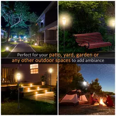 Outsunny 2 PCS 1.3M Garden Solar Lamp Post Lights Solar Powered LED Lantern Patio Pathway Walkway Outdoor Water-Resist Auto Switch 6 Hours Black - 8