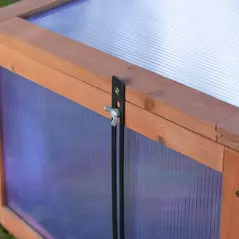 Outsunny Wooden Cold Frame, Small Polycarbonate Greenhouse for Plants with Openable & Tilted Top Cover, Brown, 100 x 65 x 40cm - 9