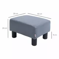 HOMCOM Microfiber Cloth Footstool, Small Foot Rest, Rectangle Sofa Stool for Bedroom Living Room, Grey - 3