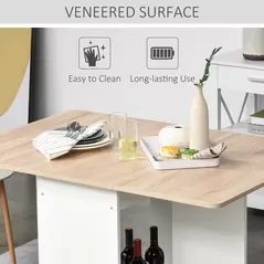 HOMCOM Foldable Dining Table Drop-Leaf Folding Desk Side Console with Storage Shelf for Kitchen,Dining Room - 6