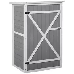 Outsunny Wooden Small Shed, Garden Storage Shed with Shelves and Bolt Latch, 75L x 56W x115H cm, Grey - 1