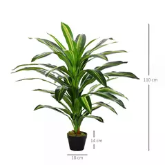 Outsunny Artificial Plant in Pot, Fake Plant for Home Indoor Decor, 110cm, Green - 3