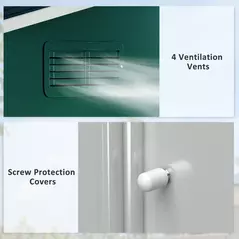 Outsunny 7.7 x 5.7ft Metal Garden Shed with Ventilation Slots and Sliding Doors, Galvanised Outdoor Tool Storage House, Green - 6