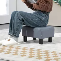 HOMCOM Microfiber Cloth Footstool, Small Foot Rest, Rectangle Sofa Stool for Bedroom Living Room, Grey - 7