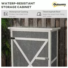 Outsunny Wooden Small Shed, Garden Storage Shed with Shelves and Bolt Latch, 75L x 56W x115H cm, Grey - 5