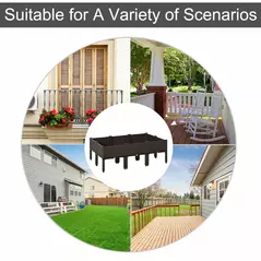 Outsunny Set of 6 26L Garden Raised Bed Elevated Patio Flower Plant Planter Box PP Vegetables Planting Container, Brown - 7