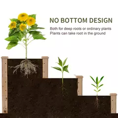 Outsunny 470L Raised Garden Bed, 3-Tier Planter Kit, Elevated Wooden Planters for Garden, Yard & Patio, 124 x 124 x 56 cm - 4