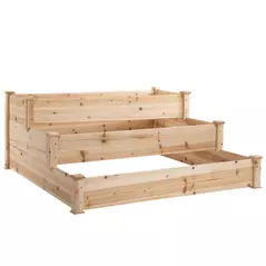 Outsunny 470L Raised Garden Bed, 3-Tier Planter Kit, Elevated Wooden Planters for Garden, Yard & Patio, 124 x 124 x 56 cm - 1
