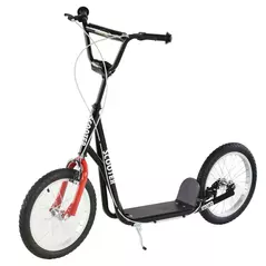 HOMCOM Kick Scooters for Kids with Adjustable Height, Anti-Slip Deck, Dual Brakes, Rubber Tyres, for Boys and Girls Aged 5+ Years Old - Black - 1