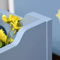 HOMCOM Kids Wooden Toy Box Children Storage Chest Organiser Side Handle Safety Hinge Play Room Furniture Blue - 7