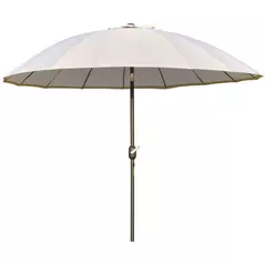 Outsunny 2.5m Shanghai Garden Parasol Umbrella with Crank & Tilt, Adjustable Outdoor Sun Shade, Off-White - 1