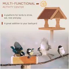 PawHut Wooden Bird Table Wild Bird Feeding Station Freestanding Feeder for Garden Outdoor 55 x 55 x 144cm - 4