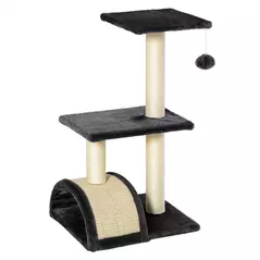 PawHut 72cm Cat Tree with Scratching Post, Pad for Indoor Cats - Black - 1