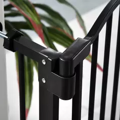 PawHut Pressure Fit Dog Stair Gate No Drilling Safety Gate Auto Close for Doorways, Hallways, 74-80cm Adjustable, 94cm Tall, Black - 9