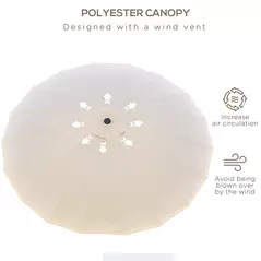 Outsunny 2.5m Shanghai Garden Parasol Umbrella with Crank & Tilt, Adjustable Outdoor Sun Shade, Off-White - 6