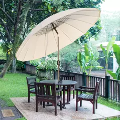Outsunny 2.5m Shanghai Garden Parasol Umbrella with Crank & Tilt, Adjustable Outdoor Sun Shade, Off-White - 2