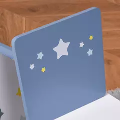 HOMCOM 3 Pcs Kids Table & Chairs Set w/ Wood Legs Safe Corners Cute Stars Seating Mini Furniture Home Playroom Bedroom Dining Room Blue - 9