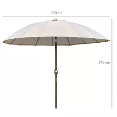 Outsunny 2.5m Shanghai Garden Parasol Umbrella with Crank & Tilt, Adjustable Outdoor Sun Shade, Off-White - 3