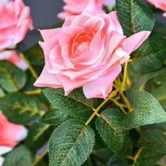 Outsunny Artificial Plants Pink Rose Floral in Pot, Fake Plants for Home Indoor Decor, 90cm - 8