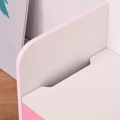 HOMCOM Kids Wooden Toy Box Children Storage Chest Bench Organiser Safety Hinge Bedroom Playroom Furniture Pink - 9