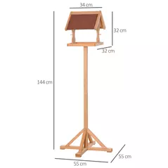 PawHut Wooden Bird Table Wild Bird Feeding Station Freestanding Feeder for Garden Outdoor 55 x 55 x 144cm - 3