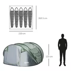 Outsunny 4 Person Pop-up Camping Tent Family Tent with Ground Sheet, 4 Windows and Portable Carry Bag for Beach Outdoor Trip, Dark Green - 5