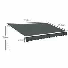 Outsunny 3.5M x 2.5M Manual Awning Canopy Retractable Sun Shade Shelter for Garden Patio - 3