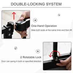 PawHut Pressure Fit Dog Stair Gate No Drilling Safety Gate Auto Close for Doorways, Hallways, 74-80cm Adjustable, 94cm Tall, Black - 4