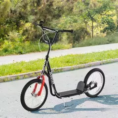 HOMCOM Kick Scooters for Kids with Adjustable Height, Anti-Slip Deck, Dual Brakes, Rubber Tyres, for Boys and Girls Aged 5+ Years Old - Black - 2