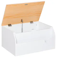 HOMCOM Wooden Kids Toy Box Children Storage Chest Organiser Book Slot Safety Hinge Playroom Furniture White - 1
