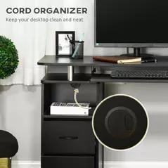 HOMCOM Computer Desk Office PC Table Workstation with Keyboard Tray, CPU Shelf, Drawers, Sliding Scanner Shelf, Black - 5