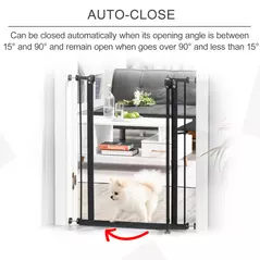 PawHut Pressure Fit Dog Stair Gate No Drilling Safety Gate Auto Close for Doorways, Hallways, 74-80cm Adjustable, 94cm Tall, Black - 5