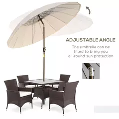 Outsunny 2.5m Shanghai Garden Parasol Umbrella with Crank & Tilt, Adjustable Outdoor Sun Shade, Off-White - 5