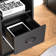 HOMCOM Computer Desk Office PC Table Workstation with Keyboard Tray, CPU Shelf, Drawers, Sliding Scanner Shelf, Black - 8