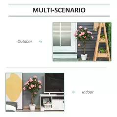Outsunny Artificial Plants Pink Rose Floral in Pot, Fake Plants for Home Indoor Decor, 90cm - 6