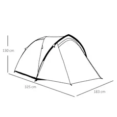 Outsunny Dome Tent for 3-4 Person Family Tent with Large Windows Waterproof Green - 3