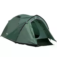 Outsunny Dome Tent for 3-4 Person Family Tent with Large Windows Waterproof Green - 1