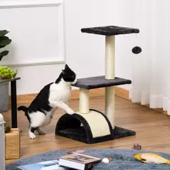 PawHut 72cm Cat Tree with Scratching Post, Pad for Indoor Cats - Black - 7