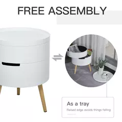 HOMCOM 3-Tier Coffee Table, Round End Table with 2 Hidden Compartments and Detachable Tray, Side Table with Storage for Living Room, White - 4