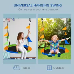 Outsunny Kid Nest Swing Seat Saucer Tree Swing 40 Inch/100cm Adjustable Rope Outdoor Indoor for Kids Over 3 Years Old Multi-Colour - 7