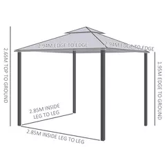 Outsunny 3 x 3 m Metal Gazebo, Garden Pavillion, Double Roof Outdoor Canopy Shelter with Mesh Sidewalls, Grey - 3