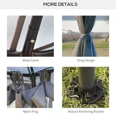 Outsunny 3 x 3 m Metal Gazebo, Garden Pavillion, Double Roof Outdoor Canopy Shelter with Mesh Sidewalls, Grey - 5