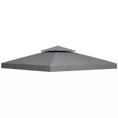 Outsunny 3(m) Gazebo Top Cover Double Tier Canopy Replacement Pavilion Roof Deep Grey - 1