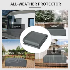 Outsunny 205x192cm Outdoor Garden Rattan Furniture Protective Cover Water UV Resistant Grey - 7