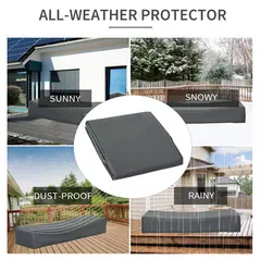 Outsunny 200x73cm Outdoor Garden Rattan Furniture Protective Cover Water UV Resistant Grey - 7