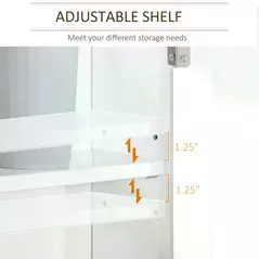 kleankin Bathroom Mirror Cabinet Wall Mounted Storage Cupboard with Double Door and Adjustable Shelf, White - 4