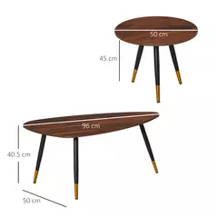 HOMCOM Set of Two Scandinavian-Style Coffee Tables - Walnut - 3