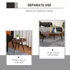 HOMCOM Set of Two Scandinavian-Style Coffee Tables - Walnut - 6